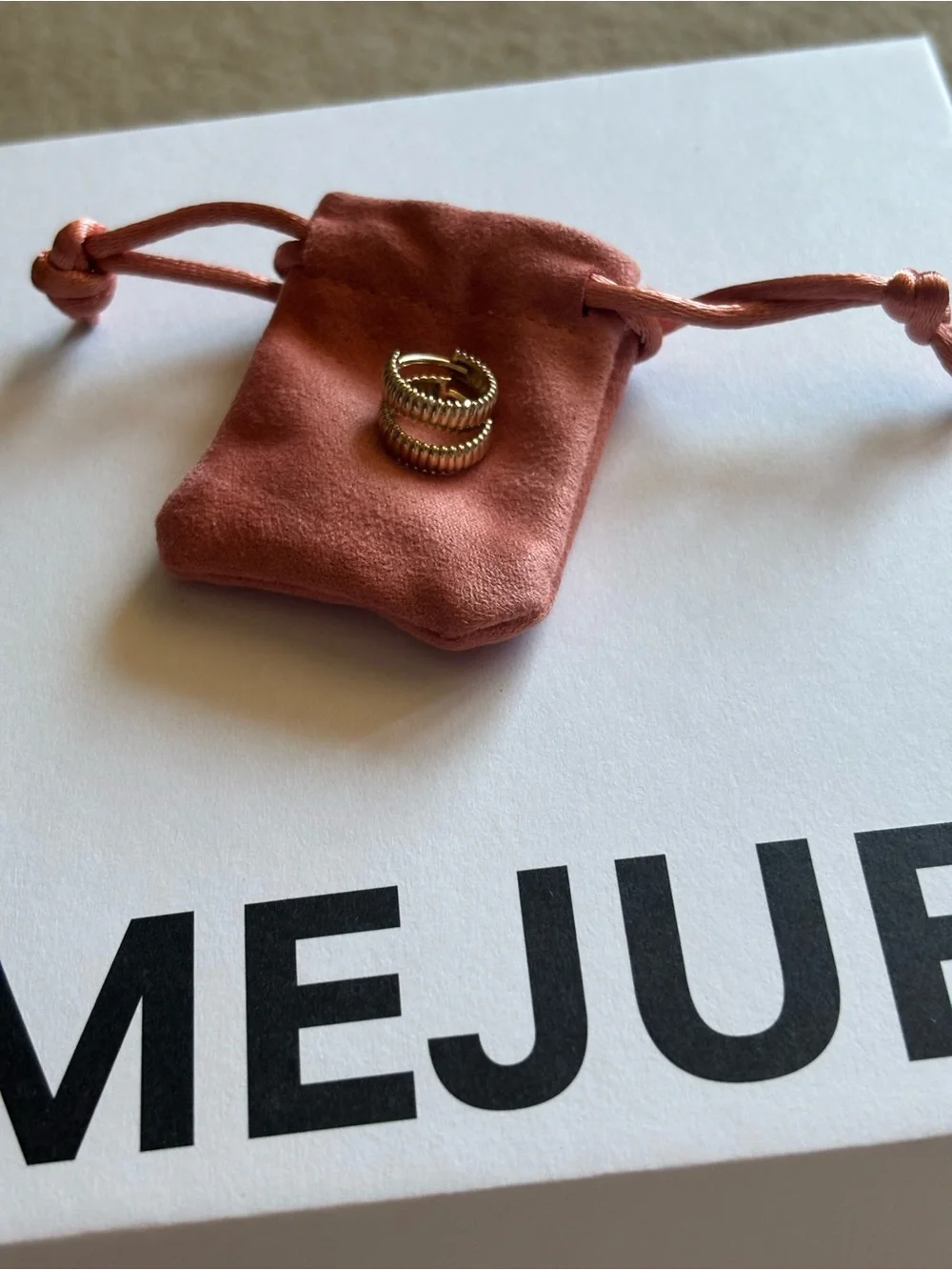 Mejuri Bold Texture Huggie Hoops in 14k Yellow Salmon Gold